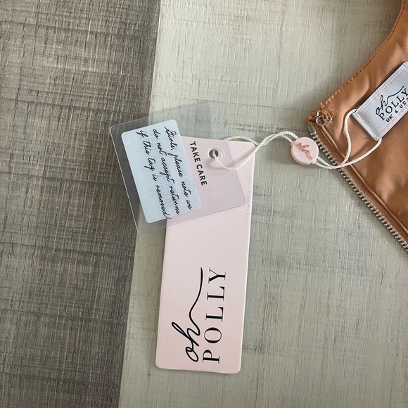 Plunge Neck Satin Corset Top in Tan. NWT - Picture 5 of 6